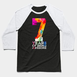 Kids 7 Years Of Being Awesome 7Th Birthday Baseball T-Shirt